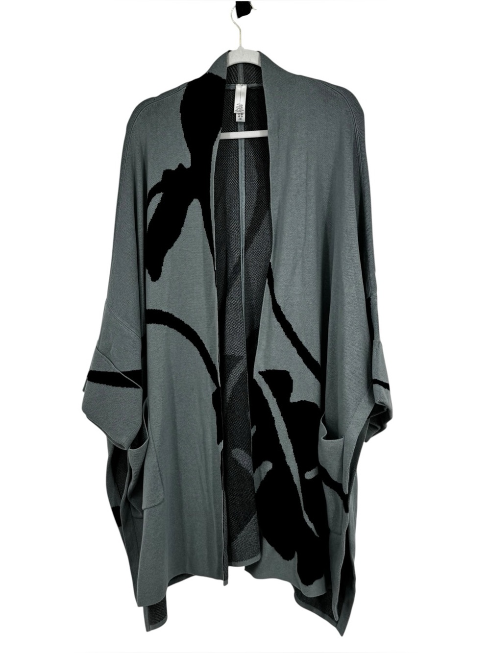 Marla Wynne Size XL Oversized Light Teal/Black Cotton/Viscose Cardigan Sweater